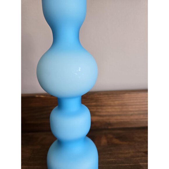 Carlo Moretti Murano Hooped Vase Satinato Satin Finish Rare MCM Blue Opaline - Picture 5 of 9